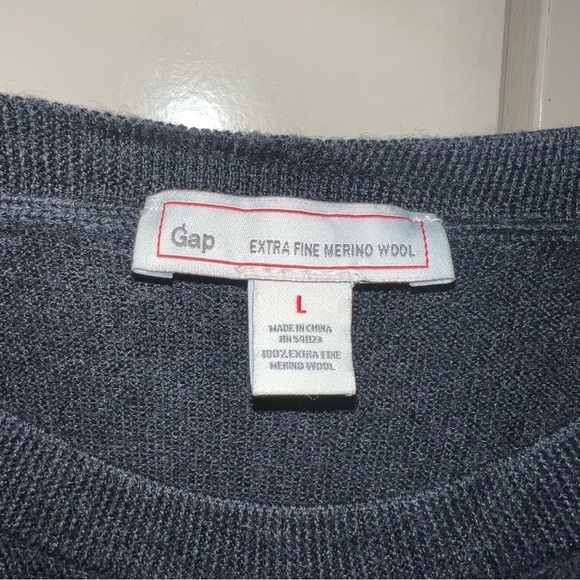 Gap 100% Extra Fine Merino Wool 3 Color Grey Combo Longsleeve Sweater Size Large - Picture 6 of 8